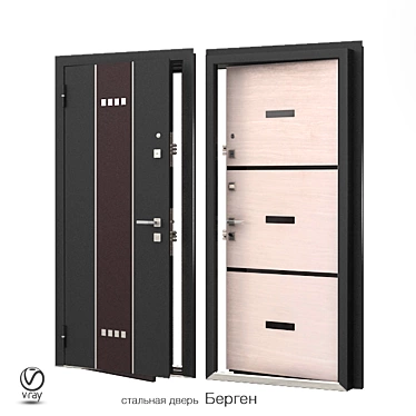 Modern Bergen Steel Door 3D model image 1 