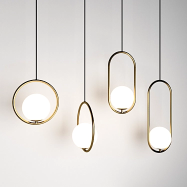 Elegant Hoop Pendant Lamp 3D model image 1 