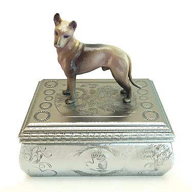 Casket with a sculpture of a dog