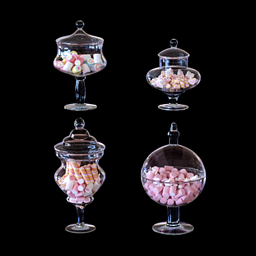 Elegant Glass Candy Buffet Set 3D model image 1 