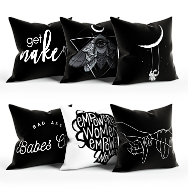 Monochrome Pillow Set 3D model image 1 