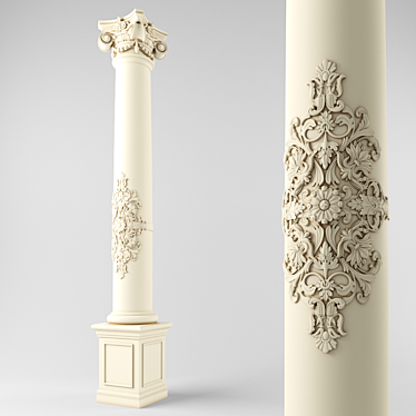 Elegant Column with Crown & Base 3D model image 1 