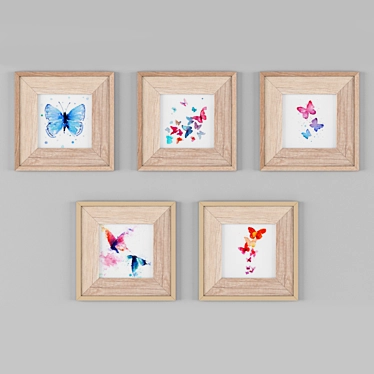 Watercolor Butterfly Picture Set 3D model image 1 