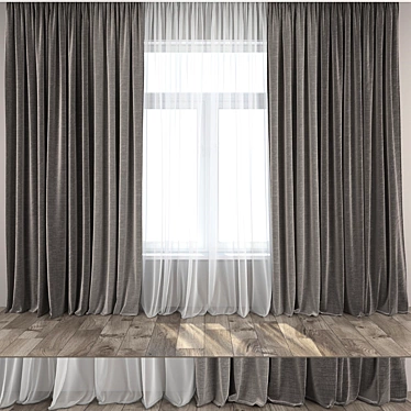 Elegant 365cm Curtains & Tulle 3D model image 1 