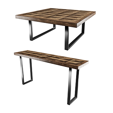 Elegant Oak & Bronze Console Table 3D model image 1 