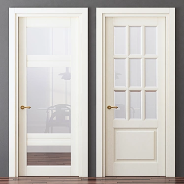 Toscana Grigliato: Vintage Enameled Beech Wood Door 3D model image 1 