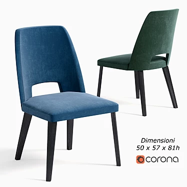 Luxurious Velvet Upholstered Thea Chair 3D model image 1 