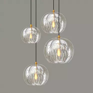 Glamour Crystal Pleated Pendant 3D model image 1 