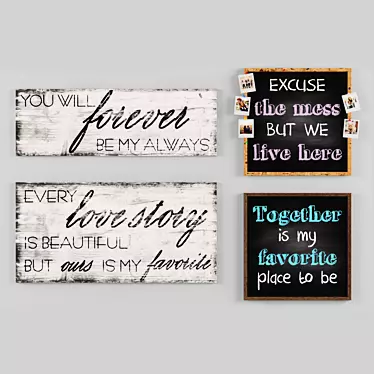 Wooden Text Picture | Family 3D model image 1 