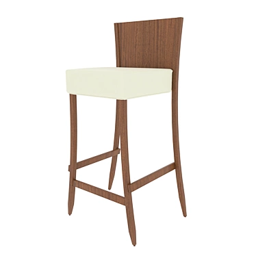 Chic Wooden Hotel Bar Stool 3D model image 1 