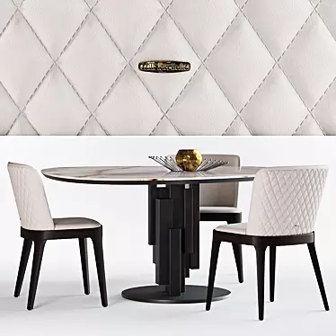 Skyline Round Keramik & Magda - Stylish Modern Dining Set 3D model image 1 