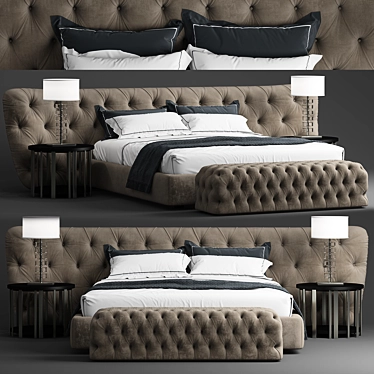 Luxury Velvet Bed Casamilano ROYALE 3D model image 1 