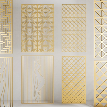 Luxury Brass Decorative Panels - Set of 4 3D model image 1 