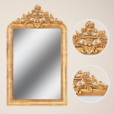 Elegant Louis Philippe Gilt Mirror 3D model image 1 