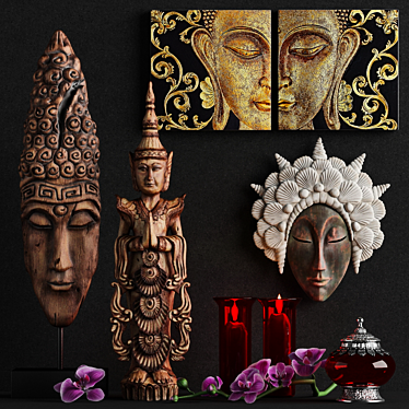 Asian Style Decor Set - DesignToscano Factory 3D model image 1 