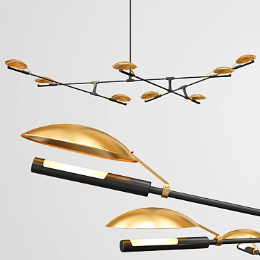 Elegant Black Branching Chandelier 3D model image 1 