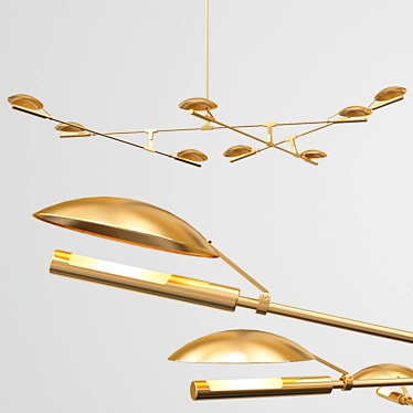 Elegant Gold Branch Chandelier 3D model image 1 