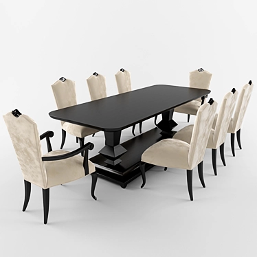 Valentina Crystal Eight-Piece Dining Set 3D model image 1 