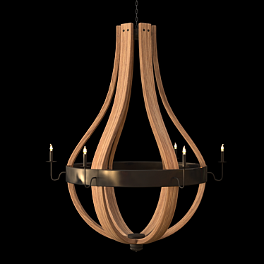 Rustic Wine Barrel Chandelier 3D model image 1 