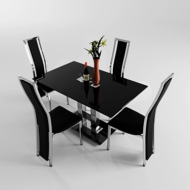 Modern Dining Set: Avrora Table & C-100 Chairs 3D model image 1 