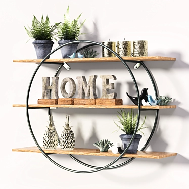 Metal Frame Shelf Decor Set 3D model image 1 