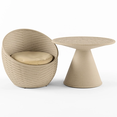 Nautilus Komforta Wicker Chair & Table Bundle 3D model image 1 