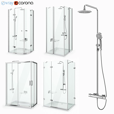 Ravak Set 18: Shower Cabins & Accessories 3D model image 1 