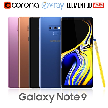 Samsung Galaxy Note 9: All Colors Available 3D model image 1 