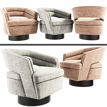 Luxurious Velvet Armchair with Golden Brass Base 3D model image 1 