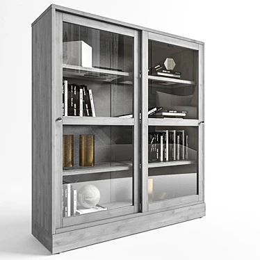 HAVSTA Showcase with Base: Gray & Dark Brown, 121x134x37 cm 3D model image 1 
