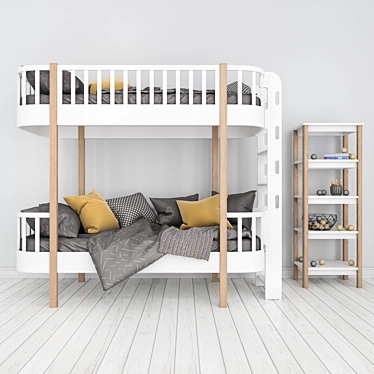 Ellipse Classic Bunk Bed: Stylish and Space-Saving 3D model image 1 