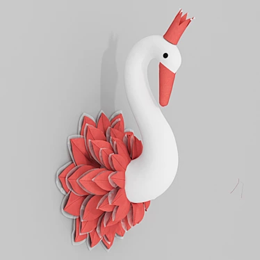 Felt Swan Decor for Nursery 3D model image 1 