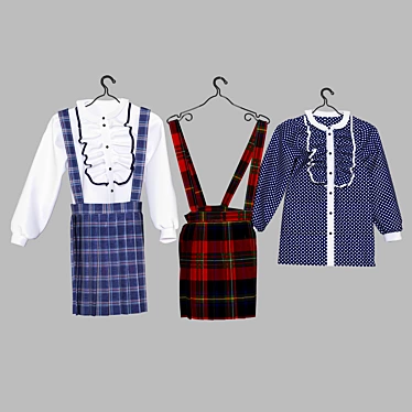 Stylish School Uniform Set 3D model image 1 