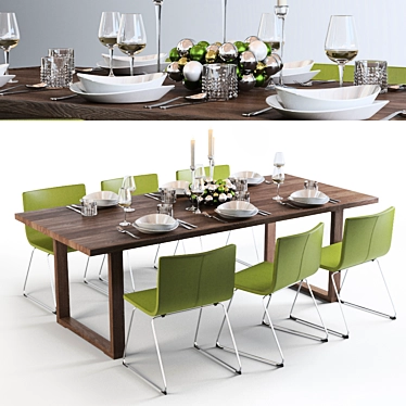 Stylish Ikea Bernhard MÖRBYLÅNGA Dining Set 3D model image 1 