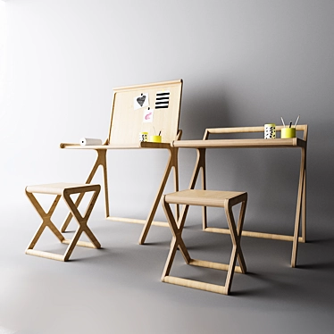 Foldable Kids' Table: Space-Saving Fun 3D model image 1 