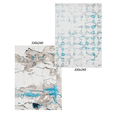Abstract Blue & Ivory Rug 3D model image 1 