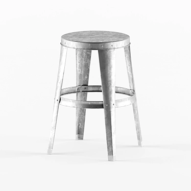 Industrial Galvanized Tabouret by La Redoute 3D model image 1 