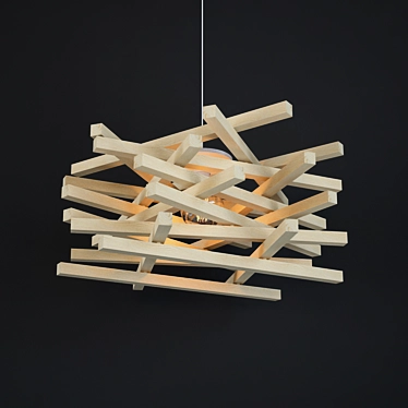 Bois Nid Suspension: Elegant Wood Pendant 3D model image 1 
