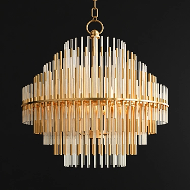 Elegant Brass & Glass Chandelier 3D model image 1 