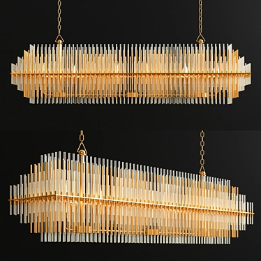 Antique Brass Linear Chandelier 3D model image 1 