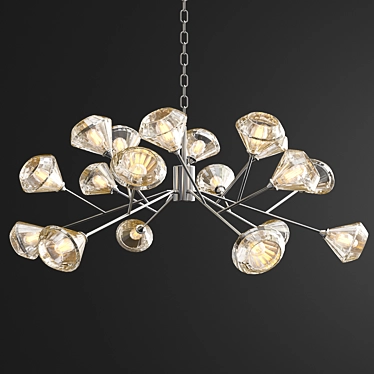 Elegant Nickel Metal Chandelier 3D model image 1 