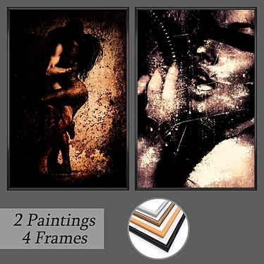Modern Wall Paintings Set 3D model image 1 