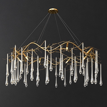 Elegant Brass Tear Chandelier 3D model image 1 