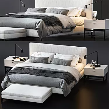 Modern Bed Set by Minotti 3D model image 1 