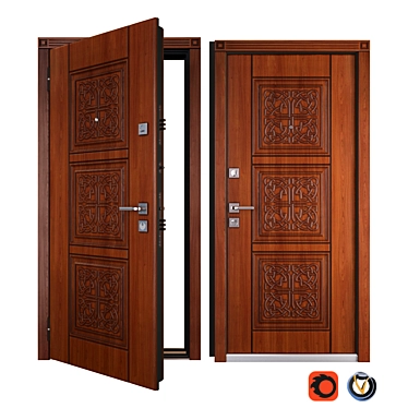 Etna Light SteelGuard: Secure & Stylish Entrance Door 3D model image 1 