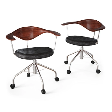 Danish Design: Johannes Hansen Swivel Chair 3D model image 1 