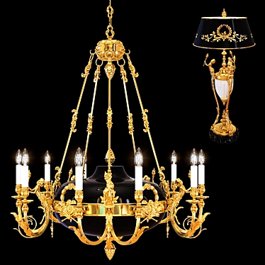 Elegant Arizzi Chandelier + Table Lamp Set 3D model image 1 