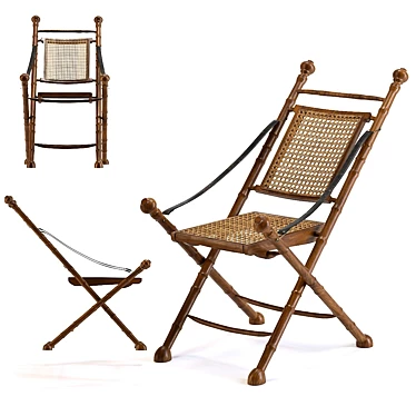 Vintage Foldable Colonial Chair 3D model image 1 