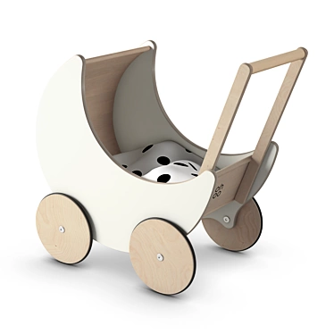 Wooden Toy Pram for Dolls 3D model image 1 