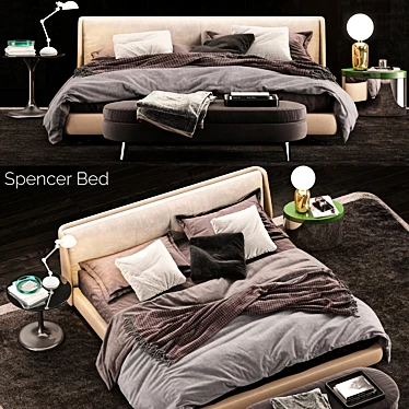 Minotti Spencer Bed - Sleek and Stylish Slumber 3D model image 1 